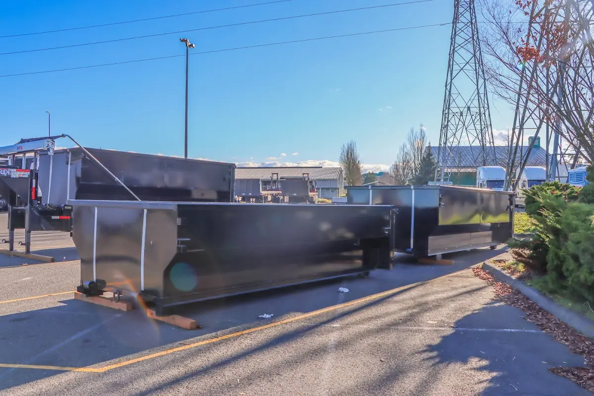 Roll-off dumpster ready for waste disposal at job site for Residential Dumpster Rental in Fayetteville